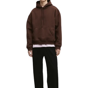 Sudaderas con Capucha Personalizadas de Alta Calidad en Color Marrón Oscuro para Hombre, Tejido Grueso 100% Algodón, Hombros Caídos, Puños Acanalados - Product Image 4