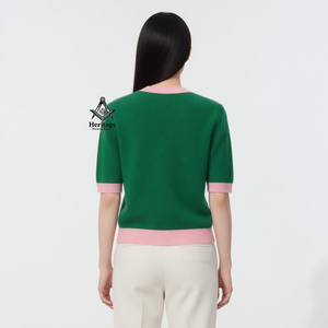 Alfa Personalizada para Mujeres |   Kapa |   Suéter de Punto para Mujer, Cuello en V, Color Verde y Rosa, Marca Alpha Sweaters Sorority, Manga Larga - Product Image 2