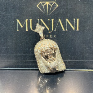 Colgante de Lujo para Hombre de Plata de Ley 925, Chapado en Oro, Estilo Hip Hop, con Diseño de Jesús y Diamantes VVS Certificados IGI, Amuleto de la Paz para Fiestas - Product Image 6