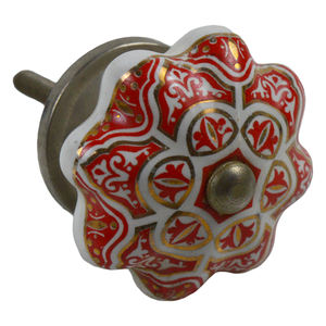 Boutons de meuble en métal avec motif floral, recouverts de céramique rouge, pour la décoration intérieure et les accessoires de maison - Product Image 2