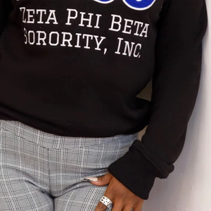 เสื้อสเวตเชิ้ตคอกลมผู้หญิง Zeta Phi Beta สีน้ำเงิน ผ้าฝ้ายถัก แขนยาว พิมพ์ลายตัวอักษรด้านหน้า ดีไซน์สำหรับฤดูใบไม้ร่วงและฤดูหนาว - Product Image 5