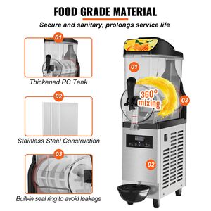 Macchina Commerciale per Slushy in Acciaio Inox da 12L/3.2Gal, 50 Bicchieri, Tre Contenitori, per Margarita e Smoothie, Produttore di Bevande Congelate - Product Image 4