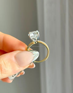 IGI Lab Grown Cut Diamond Vintage 14K Yellow Prong Set Boda/Compromiso Unisex Fine White Gold Anniversary Party Ring - Product Image 1