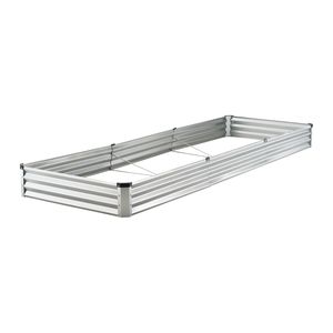 Ampio Vaso Rialzato Ovale in Metallo Zincato per Esterni 12 x 4 x 1 piede con Fondo Aperto - Elegante Soluzione per il Giardinaggio - Product Image 1