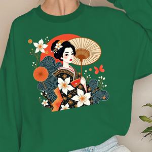 Sudaderas mujer Geisha elegante con kimono floral - Product Image 4