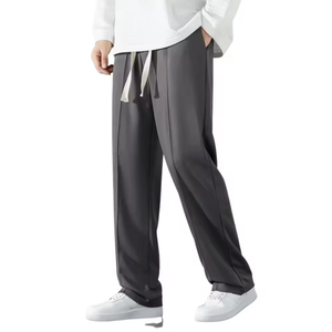 Pantalon décontracté pour homme, couleur blanche, léger, brodé, de haute qualité, personnalisé, devant plat, fermeture éclair - Product Image 5
