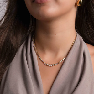 Handmade Bezel Set Round Brilliant Cut Moissanite 925 Silver Tennis <b>Necklace</b>, Diamond <b>Necklace</b>, Wedding <b>Necklace</b>, Gift for Her - Product Image 6