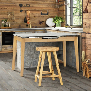 Contemporary 4–6-Seater Extendable Dining <b>Table</b> with High Pressure Laminated Marble Top Sturdy <b>Solid</b> <b>Wood</b> Legs for Home Dining - Product Image 1