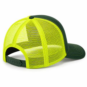 Custom Embroidered Logo Trucker <b>Hat</b> Green Neon Yellow Mesh Back 6-Panel Adjustable Unisex Casual <b>Cap</b> Spring Summer - Product Image 4