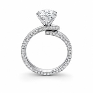 Anillo Cruzado Minimalista y Elegante con Diamantes, Plata 925, Engaste Pavé, Unisex, Banda de Eternidad, Diseño Geométrico, Bañado en Rodio - Product Image 1