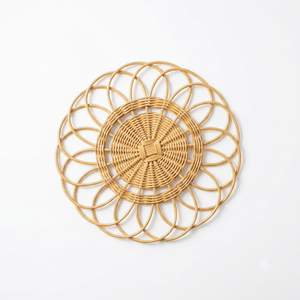 18 Inch Bohemian Floral <b>Ring</b> Rattan Charger <b>Plate</b> Handwoven Heat Resistant Decorative Table Charger for Dining and Event Decor - Product Image 1