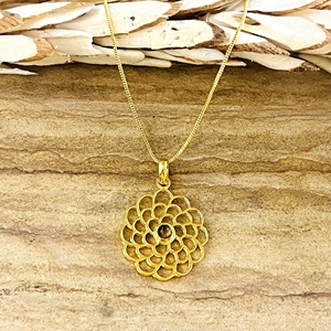 Pendentif Bohème Floral Tendance en Laiton Plaqué Or 18 carats pour Femme, Bijou Ethnique Mandala Géométrie Sacrée, Vente en Gros OEM ODM - Product Image 1
