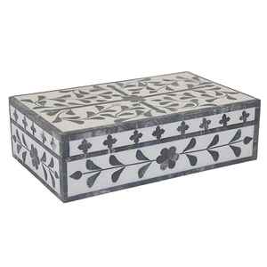 Boîte à bijoux rectangulaire moderne en MDF noir et blanc avec incrustations en os, faite à la main, durable, décorative, idéale comme organisateur de cadeaux – Meilleures ventes - Product Image 3