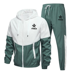 High Quality <b>Hooded</b> Men's Tracksuit 2 Piece Full <b>Zip</b> Gym Sports Jogging 100% Cotton Quick Dry Lightweight Wholesale OEM Custom - Product Image 1