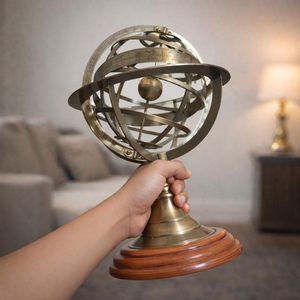 Esfera Armilar de Latón sobre Base de Madera, Decoración Náutica Celestial Antigua para Escritorio, Adorno Vintage para Oficina en Casa - Product Image 2