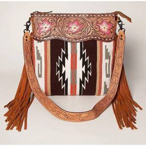 Bolso Bandolera de Mujer de Cuero Genuino Hecho a Mano, Impermeable, con Decoración de Perlas y Cierre de Cremallera Superior Seguro - Product Image 1