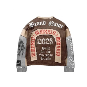 Street Wear Custom Distress Aicd Wash Vintage Oversized Sweatshirts And Flared Pants Two Piece Usa Style <b>Set</b> - Product Image 5