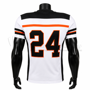 Camiseta de Fútbol Americano Personalizada, Uniforme de Equipo de Fútbol Americano, Camiseta Deportiva con Rayas en Contraste, Fabricante de Ropa Deportiva OEM - Product Image 2