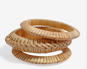 Pulsera de mimbre estilo bohemio al por mayor, pulsera de ratán trenzado grueso personalizada, pulsera de paja tejida llamativa, joyería bohemia personalizada a granel - Product Image 4