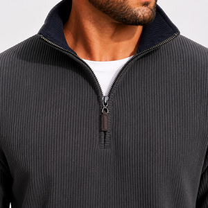 Men's <b>Quarter</b> <b>Zip</b> Knitted <b>Sweater</b> Solid Color Regular Fit Stand Collar Casual Autumn Wear - Product Image 5