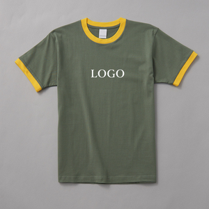 T-shirt personnalisé avec logo pour homme, col contrastant, manches courtes, en coton, tee-shirt décontracté d'été, streetwear imprimé, OEM, vente en gros, faible MOQ - Product Image 4