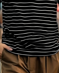 เสื้อยืดคอกลมแขนสั้นผู้ชาย ลายทางขาวดำ ผ้าฝ้ายถัก 100% ระบายอากาศได้ดี สไตล์ลำลอง สตรีทแวร์ ทรงปกติ ไซส์ XXS-6XL น้ำหนัก 180 กรัม - Product Image 4
