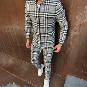 Traje de chándal con cremallera frontal para hombre, ropa urbana personalizada con dobladillo acanalado y puños, tejido estampado con cremallera, sublimado - Product Image 5