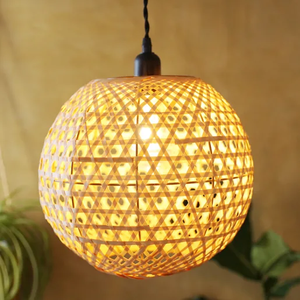 Wholesale Handwoven Bamboo Pendant Lampshade Open Weave Ceiling Lamp <b>Cover</b> Natural Bamboo <b>Lighting</b> for Home Decor OEM ODM - Product Image 3