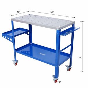 1200lbs Load Capacity Steel Welding Workbench Table 36"x18" Portable Work Bench Lockable Braking Welding Table Tool Storage - Product Image 6