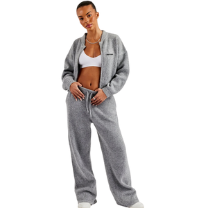 Women's Short Full Zip Hooded Tracksuit <b>Set</b> Sleeve Top Wide Leg Trousers Elastic Drawstring Waist <b>Two</b> <b>Piece</b> Casual <b>Lounge</b> Outfit - Product Image 4