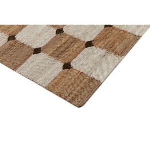 Alfombra Geométrica de Yute Rectangular Moderna de Tejido Plano para Sala de Estar, Beige Marrón con Patrón de Pelo Fino - Product Image 6