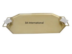 Ensemble de deux plateaux de service en bois pour la restauration avec insert laqué noir, design élégant et solide, utilisation résidentielle, pour servir les aliments - Product Image 3
