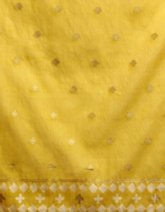 Sari Banarasi Amarillo Estampado para Mujer KV con Blusa Sin Coser - Product Image 5