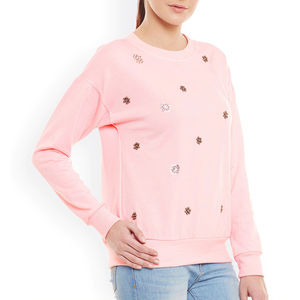 Nouveauté 2024 Sweat-shirt en molleton 100% coton rose uni pour femme de haute qualité, séchage rapide, respirant, service OEM ODM - Product Image 2