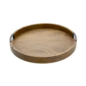 Plateau de service de luxe en bois massif de manguier, plateau de petit-déjeuner de luxe en bois, sûr et de qualité supérieure, Zahid Exports - Product Image 1
