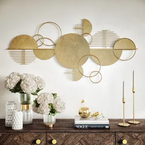 Luxury Gold Abstract Metal <b>Wall</b> Art 3D Geometric Circle Disc Sculpture for Living Room Hotel Office and Entryway - Product Image 5