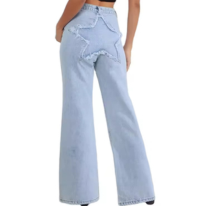 Pantalones acampanados de algodón 100% transpirables de cintura doble de ajuste medio regular para mujer al por mayor - Product Image 5