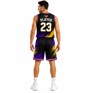Ensemble d'uniformes de basketball personnalisés pour hommes, respirant, à séchage rapide, maillot et short d'équipe, vêtements de sport par sublimation, kit d'entraînement - Product Image 4