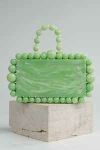 Pochette de soirée en résine marbrée vert menthe faite à la main, avec bordure perlée, sac de soirée en acrylique, sacs à main pour mariages et bals de promo, artisanat en résine - Product Image 5