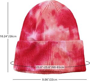 Bonnet en laine tie-dye pour femme, collection automne-hiver, avec franges rayées et fil pointu, chaud et idéal pour les activités de plein air et les voyages - Product Image 6