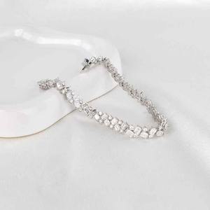 Silver <b>Rose</b> Gold Plated Moissanite Tennis Bracelet Brilliant Cut Channel Setting Geometric Design Trendy Unisex Everyday Wear - Product Image 2