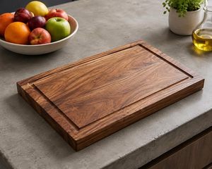 Planche à découper en bois artisanale pour la cuisine, robuste, pour couper, servir et préparer les aliments, planche à découper en bois naturel rustique - Product Image 4