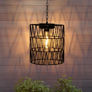 Industrial Outdoor Cage Pendant Light Rustic Black Metal Hanging <b>Lantern</b> Waterproof Ceiling Light Vintage Farmhouse Pendant <b>Lamp</b> - Product Image 1
