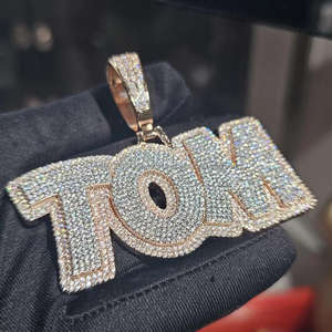 Pendentif à breloque avec lettres rondes et logo glacées avec diamants cultivés en laboratoire VVS en argent sterling 925 Bijoux Hip Hop - Product Image 1