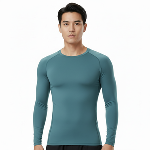 Men's Long Sleeve Compression <b>Shirt</b> Solid Color Quick Dry Sporty Fit O-Neck Knitted <b>Polyester</b> Slim Fit - Product Image 1