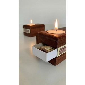 Assured Quality Wooden Rectangular <b>Tea</b> <b>Light</b> <b>Holder</b> with Matchbox Drawer for Home Decoration - Product Image 2