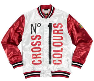 Custom <b>Men's</b> Satin <b>Varsity</b> <b>Bomber</b> <b>Jacket</b> Smooth Warm Comfortable with Polyester Embroidery on Front and Back - Product Image 3