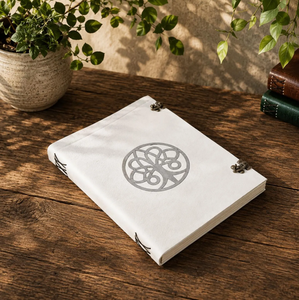 Diario de cuero repujado de 400 páginas, diseño Árbol de la Vida, libro de visitas para bodas, álbum de fotos, diario de cuero blanco hecho a mano - Product Image 4