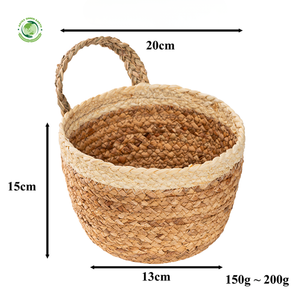 Panier en jacinthe d'eau mignon avec une poignée, panier de rangement fait main, vente en gros, écologique, fabriqué au Vietnam - Product Image 2