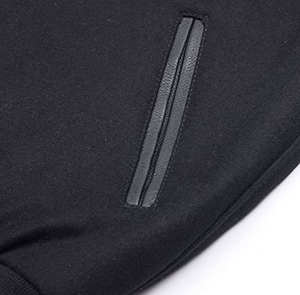 Veste de baseball varsity pour homme, nouvelle collection, logo personnalisé, couleur noire unie, antibactérienne, col montant, hiver. - Product Image 6